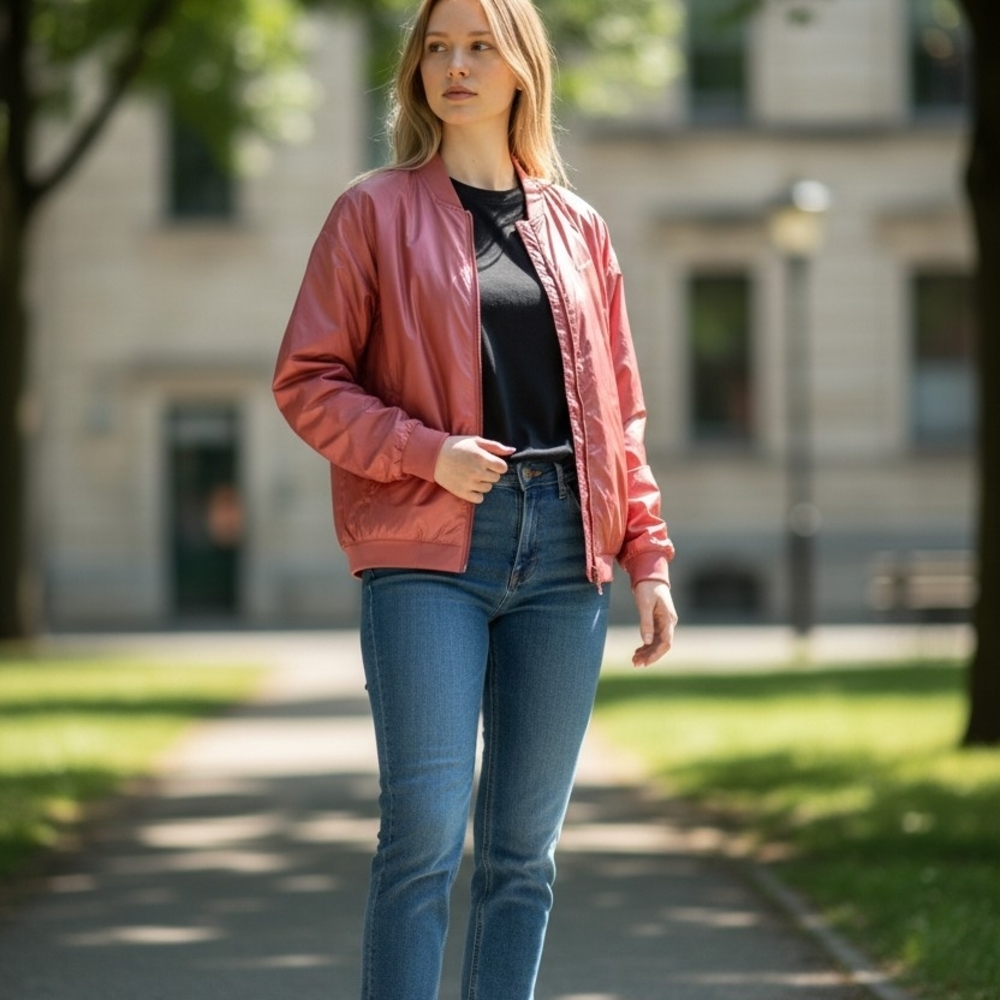 Nike Pink Bomber Jacket - Lightweight Casual Women's Coat